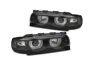 Přední světla BMW E38 94-01 Angel Eyes - černá 3D
