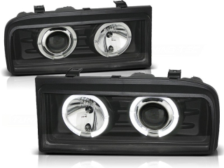 Přední světlomety, světla, lampy Volkswagen Corrado, 1988-1995, Angel Eyes, černé black, manuál