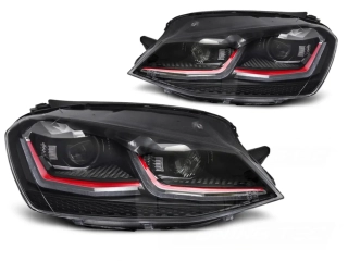 PŘEDNÍ LED SVĚTLOMETY SEQ DRL VW GOLF VII 13-17 Red