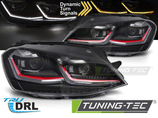 PŘEDNÍ LED SVĚTLOMETY SEQ DRL VW GOLF VII 13-17 Red