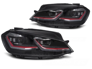Přední světla VW GOLF VII 17-19 červené LED SEQ DRL
