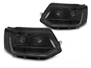 Přední světlomety, světla, lampy Volkswagen T5, 2010-2015. TRU TUBE DRL, black