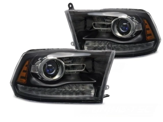 Přední světla, lampy, světlomety Dodge Ram 09-18 černé