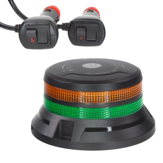 LED maják, 12-24V, 48xLED zelený/oranžový, magnet, ECE R65
