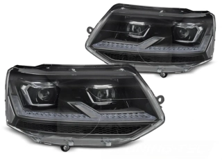 Přední světla VW T5.1 10-15 černé/chrom FULL LED SEQ DRL
