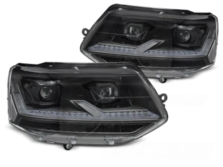 Přední světla VW T5.1 10-15 černé FULL LED DRL SEQ