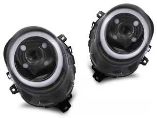 Přední světla MINI COOPER F55, F56, F57 2014-2017 TRU TUBE DRL lesklé černé