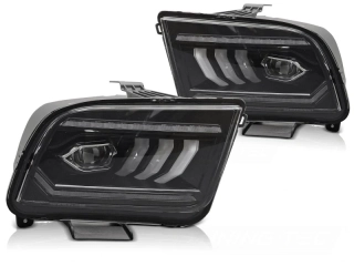 Přední světla Ford Mustang 2004-2009 černá TUBE LED