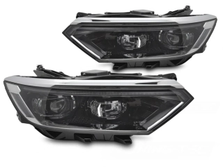 Přední FULL LED světlomety pro VW Passat B8 (2014–2019) s dynamickým blinkrem (SEQ DRL) – Černé