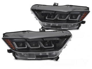 Přední FULL LED světlomety Ford Mustang (2014–2017) – Černé s dynamickým blinkrem (Sequential DRL)