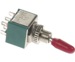 Dvoucestný páčkový přepínač 2x6A/12V, 2x3A/220V