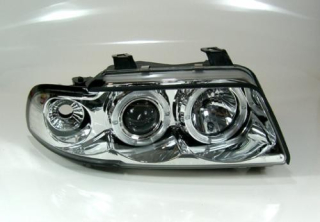 Audi A4 B5 94-99 Přední světla ANGEL EYES Chrom