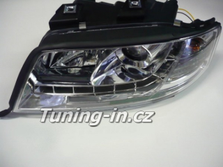 Audi A6 97-01 Přední světla Devil eyes s LED svícením Chrom