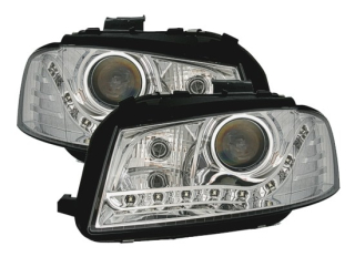AUDI A3 8P - Přední čirá světla s led svícením Chrom