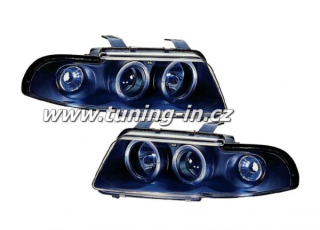 Audi A4 B5 99-01 - Přední čiré Angel Eyes projektory BLACK