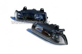 BMW E36 LIM Přední světla Devil Eyes s LED denním svícením BLACK