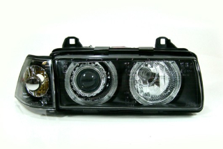 BMW E36 Lim Přední světla Angel Eyes provedení Černé