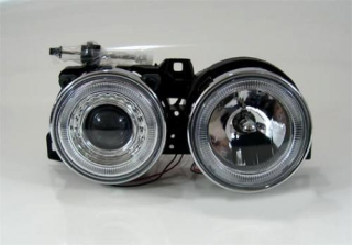 BMW E30 Přední světla ANGEL EYES provedení Chrom