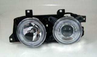 BMW E32 86-94 Přední světla ANGEL EYES provedení CHROM