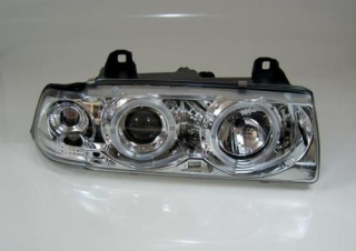 BMW E36 COUPE Přední světla ANGEL EYES Chrom