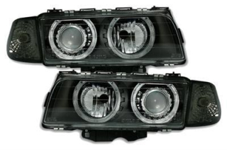 BMW E38 - Přední světla Angel Eyes - Černé II.