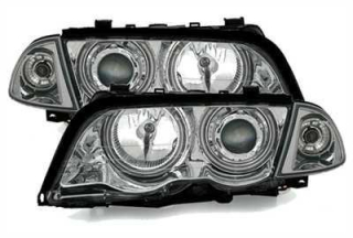 BMW E46 98-01 Přední světla Angel Eyes CCFL - Chromové