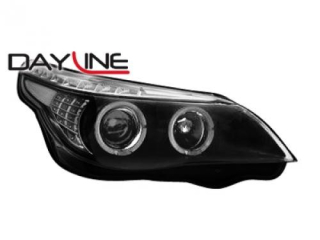 BMW E60 04-07 Přední světla Angel Eyes - Černé