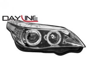 BMW E60 04-07 Přední světla Angel Eyes - Chromové