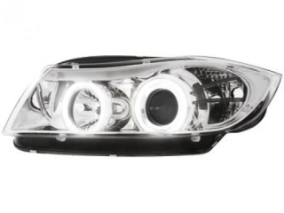 BMW E90 - Přední světla Angel Eyes CCFL - Chromové