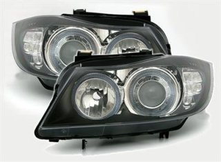 BMW E90+91 - Přední světla black s LED blinkrem