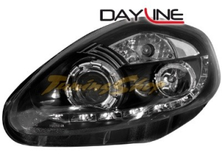 Fiat Grande Punto 05 Přední světla s led svícením černé