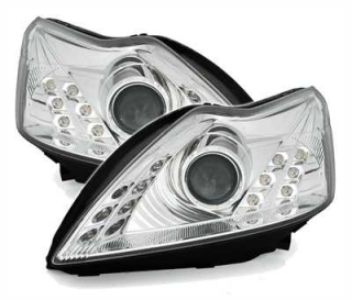 Ford Focus MK2 Facelift, rok 2/08-3/11 - Přední lampy Chrom LED