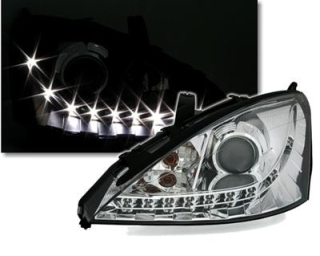 Přední čirá světla - Ford Focus chromové s LED svícením
