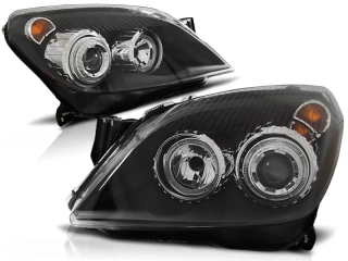 PŘEDNÍ SVĚTLOMETY, SVĚTLA, LAMPY OPEL ASTRA H, 2004-2009, ANGEL EYES, ČERNÉ BLACK