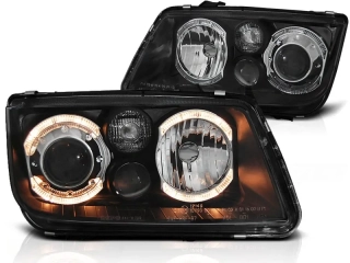 PŘEDNÍ SVĚTLOMETY, SVĚTLA, LAMPY VOLKSWAGEN BORA, 1998-2005, ANGEL EYES, ČERNÉ, LPVWC0