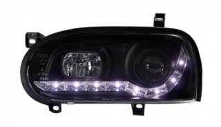 VW Golf III 91-98 Přední světla Devil eyes s LED denním svícením Černé