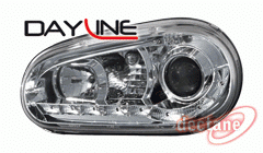 VW Golf IV - Přední světla Devil eyes s LED denním svícením Chrom II.