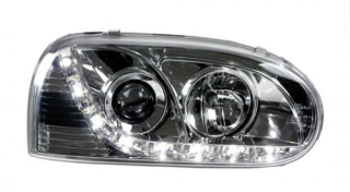 VW Golf III 91-98 Přední světla Devil eyes s LED svícením Chrom