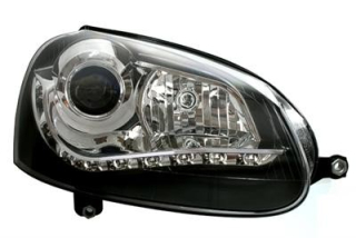 VW Golf V 03-08 Přední světla Devil eyes s LED svícením Black