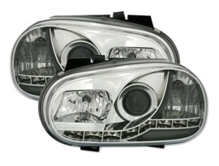 VW Golf IV - Přední světla Devil eyes s LED svícením CHROM