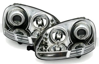 VW Golf V 03-08 Přední světla CCFL Angel eyes Chrom
