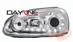 VW Golf V 03-08 Přední světla Devil eyes s LED denním svícením Chrom