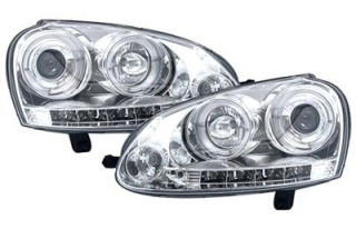 VW GOLF V Přední světla ANGEL EYES CHROM II.