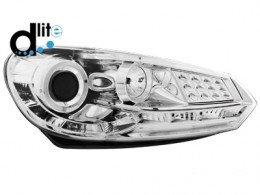 VW Golf VI - Přední čirá světla s denním svícením R87 s LED blinkrem