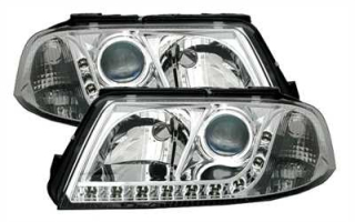 VW PASSAT 3BG - Přední čirá světla s led svícením - Chrom