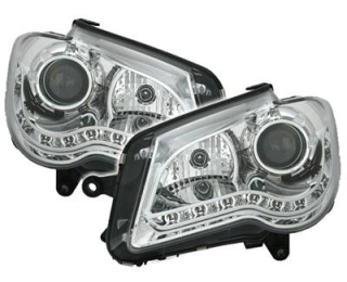 Přední čirá světla - VW Touran chromové s LED svícením