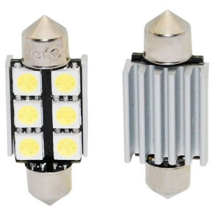 LED žárovka 12V s paticí sufit(36mm), 6LED/3SMD s chladičem