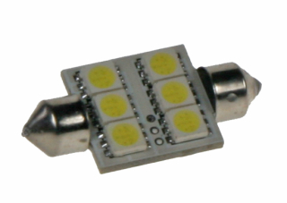 LED žárovka 12V s paticí sufit(36mm) bílá, 6LED/3SMD