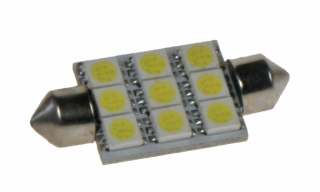 LED žárovka 24V s paticí sufit (36mm) bílá, 9LED/3SMD