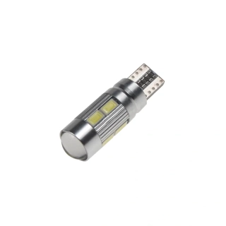 LED žárovka 12V T10 bílá, 10SMD s čočkou